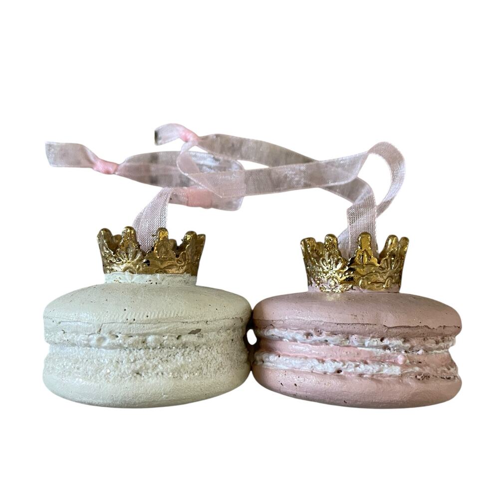 RACHEL ZOE Gold Crown Pastel Macaron Ornament Set of 6 Valentines Day Decor New - Picture 15 of 16